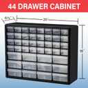 Akro-Mils 44-Drawer Plastic Drawer Storage Cabinet for Garage Organization, Bead Organizer, Building Bricks Storage, Teacher Toolbox, Makeup Organizer, 20" W x 6" D x 16" H, 10144 White