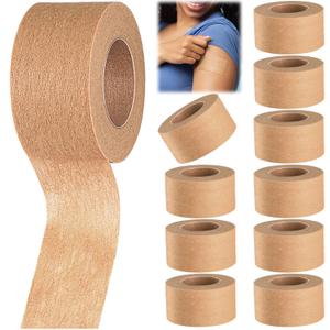 12 Rolls Micropore Tan Tape Skin Tape Adhesive Tape Non Woven Paper Tape for Household Supplies (1 Inch x 10 Yards)
