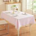meioro Striped Square Tablecloth, Cotton Blend Fabric Pink Table Cloth with Tassel, Washable Wrinkle Free Table Cover Cute Small Tablecloths for Mahjong Card Coffee Tables and Outdoor - 36 x 36 Inch