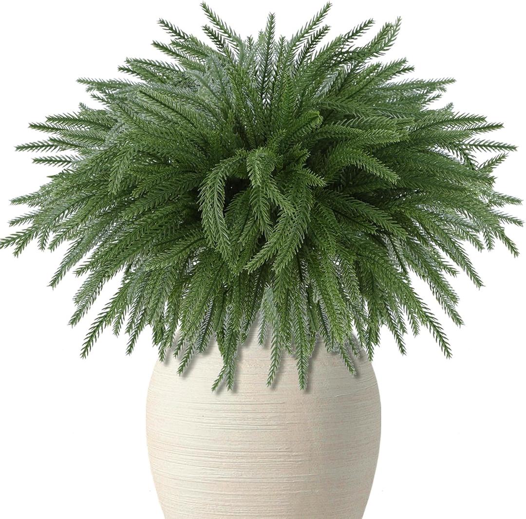 DR.DUDU 18" Norfolk Pine Branches for Vase Filler- 8 Pack Chritmas Greenery Stems, Real Touch Artificial Plants for Table Centerpieces Christmas Home Decor
