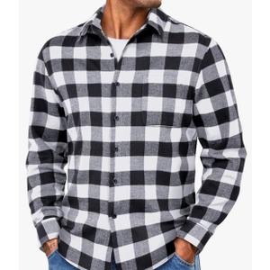 COOFANDY Mens Flannel Shirts Long Sleeve Lightweight Plaid Shirt Casual Button Down Shirts with Pocket L