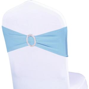 Pack of 50 Stretch Baby Blue Chair Sashes for Wedding, Elastic Chair Bands with Buckle Slider, Spandex Chairs Bows for Party, Without White Chairs Covers (Baby Blue)