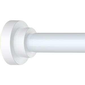 Shower Curtain Rod Adjustable 43-66 inch, 1"Diameter Spring Tension Curtain Rod No Drill, Anti-Rust Non-Slip Shower Rod, White Shower Curtain Rod for Bathroom Tension