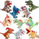 Wettarn 10 Pieces Dinosaur Hand Puppets 11.8 Inch Plush Stuffed Animals with Open Movable Mouth, Stuffed Animal Puppets Interactive Toy Storytelling Gifts for Birthday,Imaginative Play, Girls, Boys