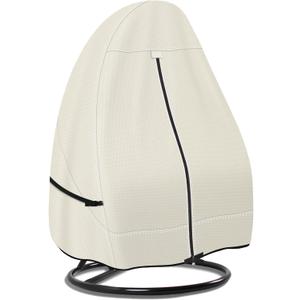 Porch Shield Patio Hanging Egg Chair Cover -600D Waterproof Outdoor Single Seat Wicker Swing Egg Chair with Stand Protector, Beige