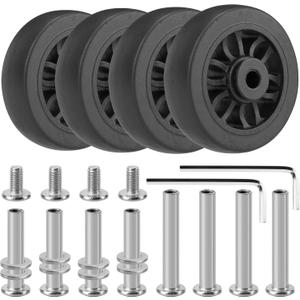 4 Pcs Luggage Replacement Wheels, 55mm/2.17in Plastic Suitcase Wheels Replacement, Wear-Resistant Spare Luggage Casters Repair Kit, V-C8