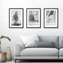 Wiscet 20x28 Picture Frame Set of 3, Display Pictures 16x24 with Mat or 20 x 28 Poster Frame without Mat, Wall Gallery Photo Frames, Black