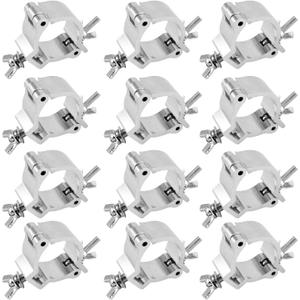 12 Pack Stage Light O Clamp, 6061 Aluminum Stage Truss Clamps Truss Hook Clamp for Bar, Theater and Concert, Fits Pipe OD 1.9-2 In, 220 bl Load Capacity, Silver