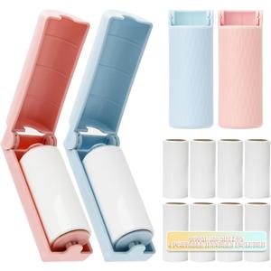 16 Pack Travel Mini Lint Roller with 360 Sheets, Portable Lint Remover with 4 Handles & 12 Refills, Reusable Pet Hair Remover for Clothes with Cover, Easy to Clean for Luggage Use
