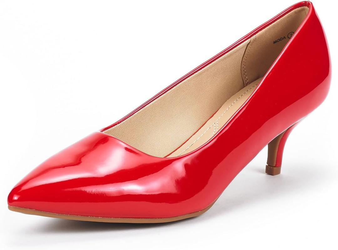 DREAM PAIRS Women's Pumps Kitten Heel Pointed Toe Shoes for Women Comfortable Office Work Dress Shoes, Red, Size 7,5