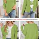 Cakulo Womens Bow Tie Sweater V Neck Cardigan Sweaters 2026 Lightweight Spring Fashion Knit Cardigans Outfits (Green, XL)