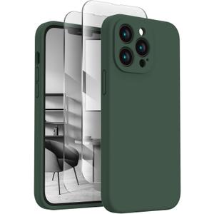 FireNova Designed for iPhone 13 Pro Max Case, Silicone [Camera Protection] Phone Case with [2 Screen Protectors], Soft Anti-Scratch Microfiber Lining Inside, 6.7 inch, Alpine Green