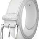 Men's Genuine Leather Dress Belt, 1 3/8" Classic Mens Jeans Pants Belt for Work Business Casual Golf (White)