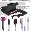 Hair Tools Travel Bag, Large Capacity Hair Tools Organizer with Dual Neoprene Layers, Extended Zipper, Magnetic Fastener, Interior Pockets, Portable Organizer with Heat-Resistant Mat for Flat Irons (Black)