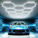 Bevenus Hexagon Garage Lights, 399W 6500K Super Bright LED Ceiling Light, Easy Install DIY Honeycomb Hex Light for Basement Workshop Warehouse Gym Car Detailing Shop (14 Grids)