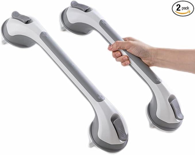 TAILI Shower Grab Bar 2 Pack Suction Grab Bars for Bathtubs and Showers, Heavy Duty Shower Handle Removable Shower Handrails for Seniors and Elderly, Bathroom Safety Grip No Drilling Waterproof, Black