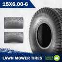 MaxAuto15x6.00-6 Lawn Mower Tire,15x6-6 Front Turf Tires, 15-6.00-6 Tubeless Tires for Lawn & Garden Riding Mower Tractor Golf Cart, 4Ply, 570lbs Capacity, Set of 2