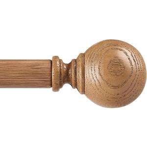 Wood Curtain Rods for Windows 48-84 inch, 1" Adjustable Heavy Duty Rustic Drapery Rod with Imitation Wood Grain Finials, Oak Brown Boho Farmhouse Curtain Pole for Living Room & Bedroom (Light Drown)