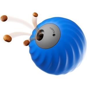 Interactive Pet Food Dispensing Ball, Electronic Treat Puzzle Toy for Dogs, 2.83 Inch Diameter, USB Type-C Charging (Blue)