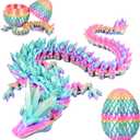3D Printed Dragon Eggs with Dragon Inside, Rainbow Articulated 3D Dragon Toys with 3D Dragon Eggs, Crystal Dragon, Rainbow (12inch, Rainbow Color Change)