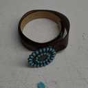 GORGLITTER Women's Western Leather Belt Vintage Turquoise Buckle Waist Belt for Dress