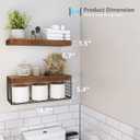 QEEIG Bathroom Shelves Over Toilet - Wall Mounted Floating Shelves Toilet Paper Storage Small Farmhouse Decor Shelf 16 inch Set of 2, Rustic Brown (019-BN2)