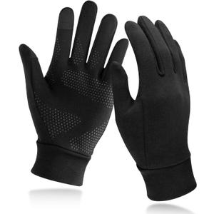 Unigear Lightweight Running Gloves, Touch Screen Anti-Slip Warm Gloves Liners for Cycling Biking Sporting Driving for Men Women (Large, Black)
