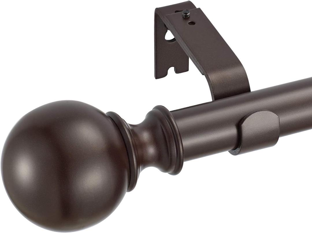Kemmie 1" Classic Window Curtain Rod with Round Finials Simple Single Telescoping Drapery Rod, 36-72", Bronze Kemmie 1" Classic Window Curtain Rod with Round Finials Simple Single Telescoping Drapery Rod, 36-72", Bronze