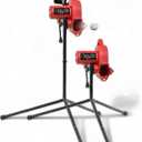 Heater Sports Base Hit Adjustable Real Baseball Pitching Machine 45 MPH Pitching Speed, Includes Automatic Ball Feeder | Perfect for Hitting and Fielding Training for All Skill Levels, One Size