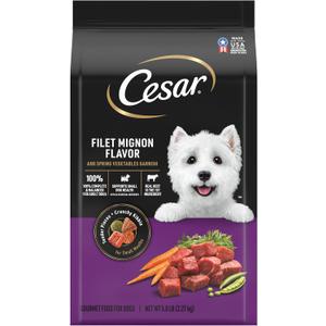 Cesar Small Breed Dry Dog Food for Small Dogs, Filet Mignon Flavor and Spring Vegetables Garnish, 5 lb Bag (5 Pound (Pack of 1))