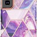 3 x Designed for Samsung Galaxy Series [Military Grade Shockproof] Marble Full Body Protective Phone Case (Purple, Galaxy S22 Plus)