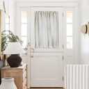 Door Curtains for Front Door Glass Window,Striped Sheer Linen 40 Inch Short Curtains for Small Windows,Farmhouse Ticking Stripe Print Privacy Curtains 25x40 in Length,Taupe