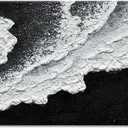Black and White Beach Wave Textured Wall Art 3D Oil Painting Hand Painted Abstract Canvas Framed 40x20 Inch Acrylic Painting (C0701)