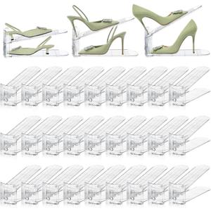 Shoe Slots Organizer,36 Pack Transparent Shoe Stacker Adjustable Shoe Slot Organizer Space Saver Shoe Rack Holder Shoe Storage Organizers for Closet,Transparent