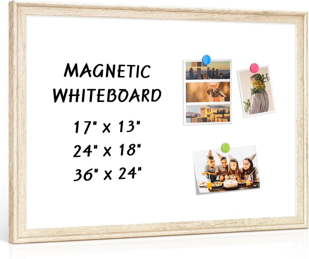 Magnetic White Board for Wall, 24" x 18", Decorative Wooden Frame, Vintage