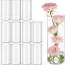 UPBUD 12pcs Glass Cylinder Vases for Centerpieces | 8 Inch Clear Flower Vase for Wedding Decorations, Floating Candle vases for Dinner Table, Bridal Shower, Office Home Dcor