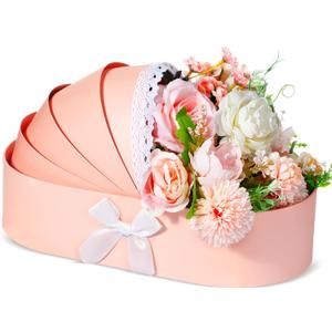 Sabary Baby Carriage Flower Cradle Floral Basket Pink Crib Flower Arrangement Basket Paper Cardboard Box for Gender Reveal Baby Shower Favors Wedding Celebrations