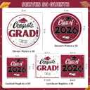 Graduation Decorations 2026, 200 Pcs Class of 2026 Graduation Party Supplies Kit with Paper Plates, Luncheon and Cocktail Napkins, Congrats Grad Decorations for 50 Guests (Maroon)