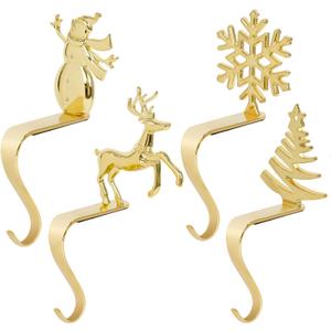 Christmas Stocking Holders Stocking Hanger of 4, Suitable for Fireplace Home Christmas Decorations (Style 1)
