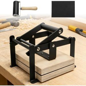 Linocut Printing Hand Lever Press Machine, A5 Linocut Press Machine, with Rubber Roller & Felt Pad, Fit for Linocut Printing, Woodcut Printing, Letterpress, Rubber, Cardboard, Cork Printing