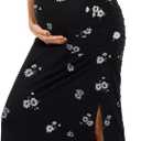 Smallshow Women's Split Long Maternity Dress Sleeveness Ruched Pregnancy Clothes, M