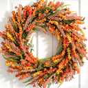 26 Inch Fall Orange Forsythia Flowers Wreath for Front Door