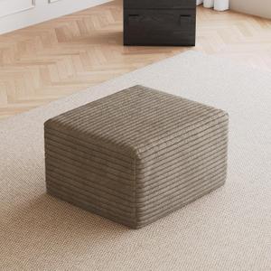 25.6" Ottoman Foot Rest for Couch，Plush Corduroy Rectangle Ottomans, Upholstered Memory Foam Couches Ottomans - Compressed Sofa in a Box No Assembly Required, Camel