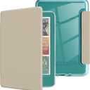 MOROCK Case for 7" Kindle Paperwhite(12th Generation-2024 Released), Fits Kindle Colorsoft Paperwhite Signature Edition, PU Leather and PC Clear Acrylic Back Cover, Auto Sleep/Wake, Oat Coffee