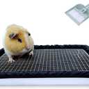 DOZZOPET Guinea Pigs Litter Box with Stainless Steel Grid & 2 Reusable Waterproof Liners, Small Animal Potty Tray for Dwarf Rabbit, Ferret, Chinchilla