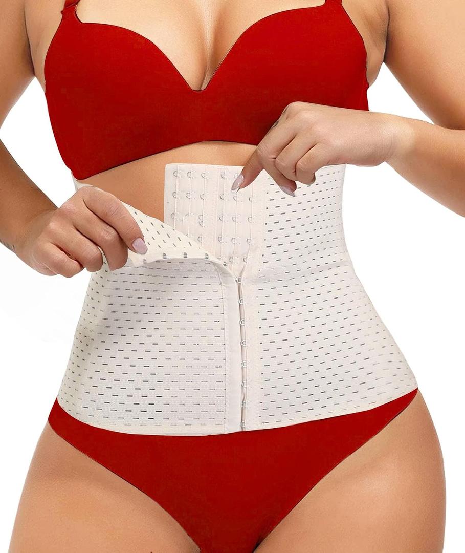 Waist Trainer for Women Lower Belly Waist Cincher for Women Tummy Control Girdle Hourglass Body Shaper Upgraded Waist Cincher Shapewear with Steel Bones Extender (Beige, XS)
