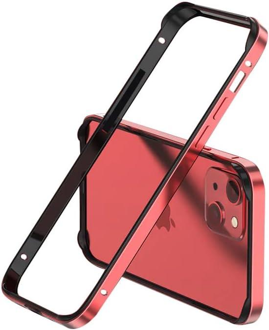 Bumper Protection Designed for iPhone 13 Pro Case,Alloy Aluminum Metal Frame & Soft Inner Bumper,Minimalist Raised Edge Shock Absorption,Inlays Easy Fit Shockproof Cover,Red