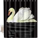 BAUCIWLD Shower Curtain for Bathroom, Cute Shower Curtain Sets with 12 Hooks, Waterproof Fabric Bath Curtain for Home, 72Wx72H Cute White Swan