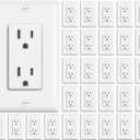 BESTTEN 30 Pack 15 Amp Decorator Receptacle Outlet, Decor Standard Electrical Wall Outlet, Residential and Commercial Use, Non-Tamper-Resistant,15A/125V/1875W, Wallplate Included, UL Listed, White