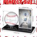 DoubleFill Acrylic Baseball Display Case for Ball and Cards Clear Ball Holder Ring Stand Set Centerpieces Protector Memorabilia Showcase(Black,Small,Baseball)